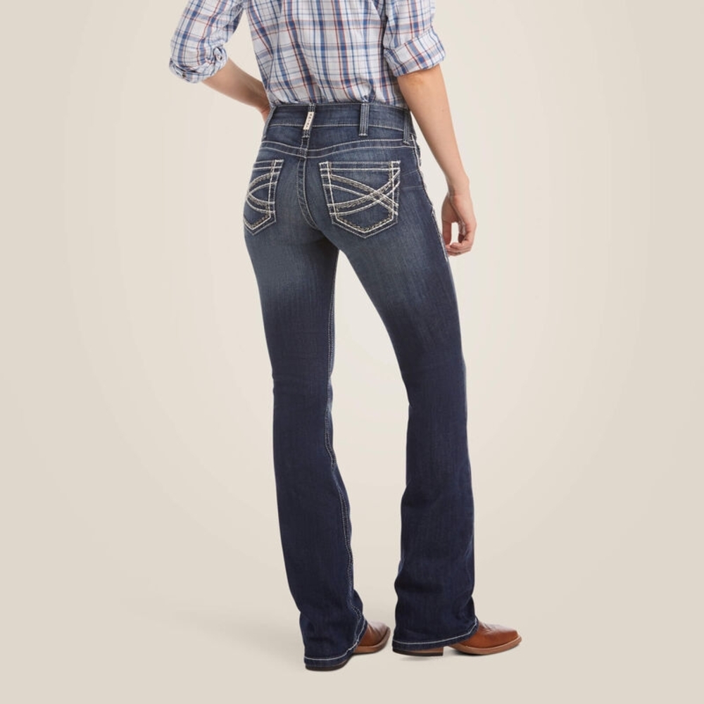 Ariat Women's R.E.A.L. Mid Rise Stretch Entwined Boot Cut Jean Size 28 R